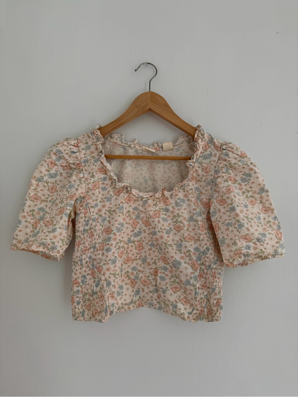 Levi's Floral Ruffle Top in Peach, Sage, Light Blue